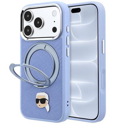 Capa MagSafe para Apple iPhone 18 Pro / 17 Pro, Karl Lagerfeld, Suporte Ring 360 Karl Pin, Azul