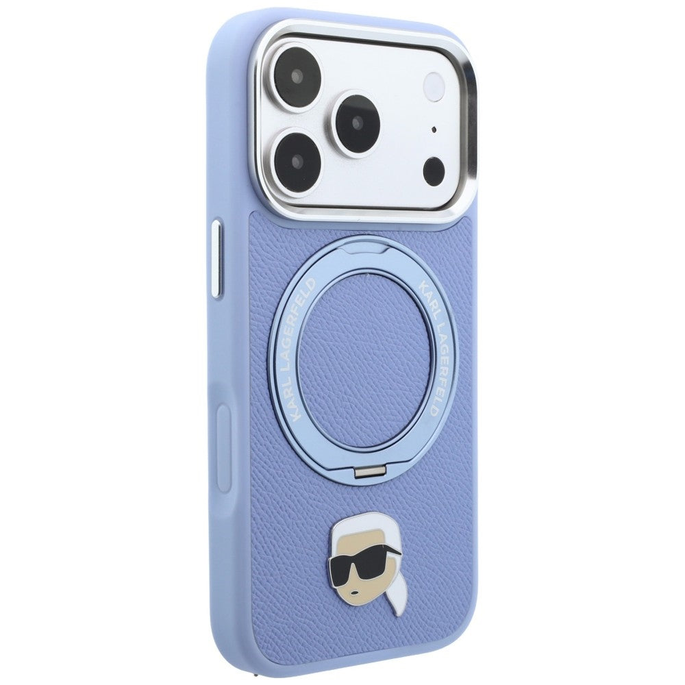Capa MagSafe para Apple iPhone 18 Pro / 17 Pro, Karl Lagerfeld, Suporte Ring 360 Karl Pin, Azul