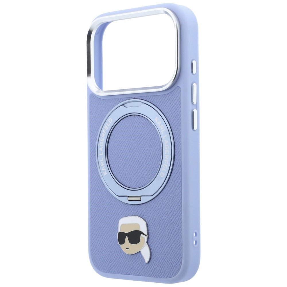 Capa MagSafe para Apple iPhone 18 Pro / 17 Pro, Karl Lagerfeld, Suporte Ring 360 Karl Pin, Azul