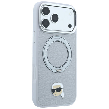 Capa MagSafe para Apple iPhone 18 Pro / 17 Pro, Karl Lagerfeld, Ring Stand 360 Karl Pin, Cinzento