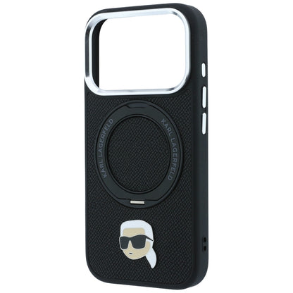 MagSafe Case for Apple iPhone 18 Pro / 17 Pro, Karl Lagerfeld, Ring Stand 360 Karl Pin, Black