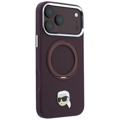 Capa MagSafe para Apple iPhone 18 Pro / 17 Pro, Karl Lagerfeld, Ring Stand 360 Karl Pin, Vinho