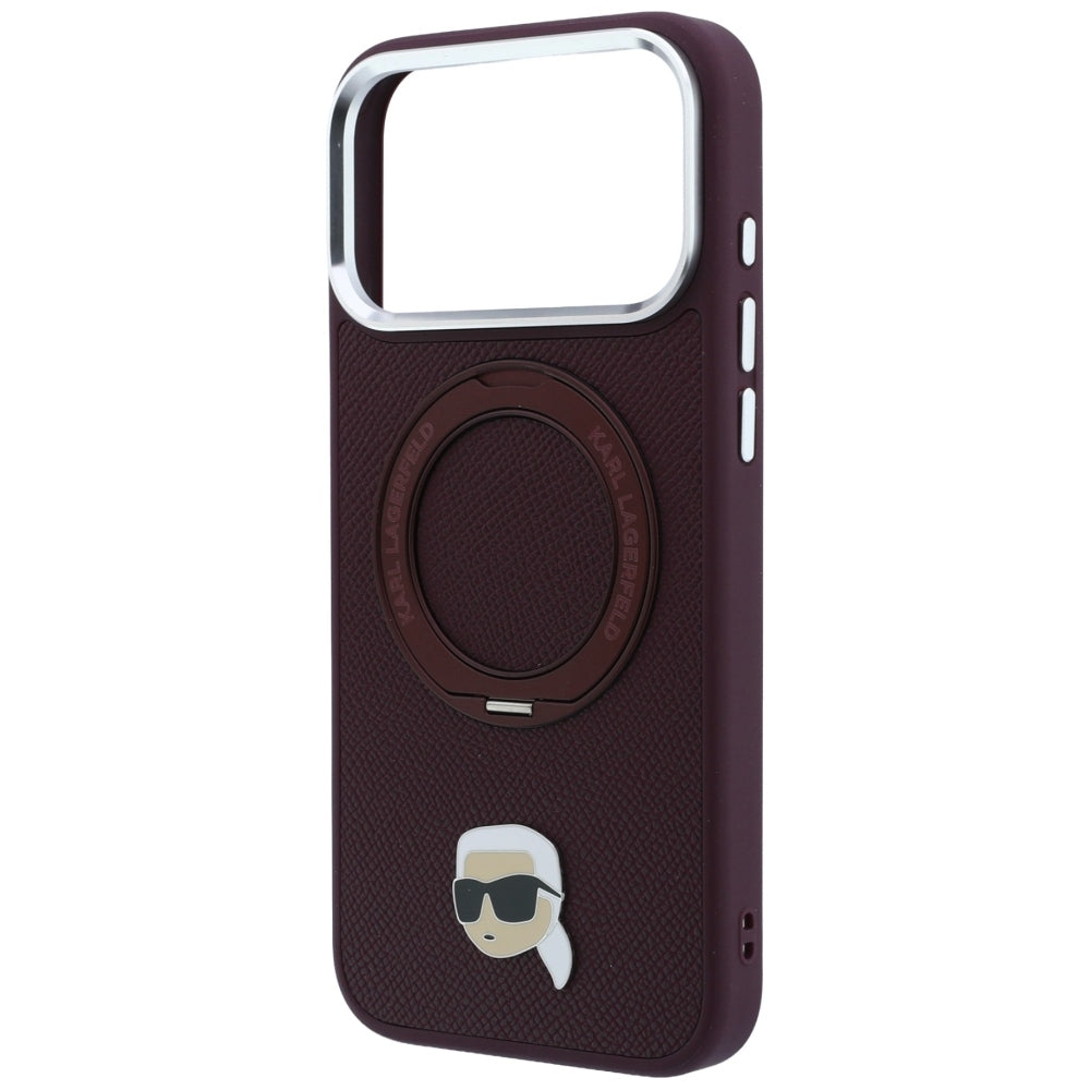 Capa MagSafe para Apple iPhone 18 Pro / 17 Pro, Karl Lagerfeld, Ring Stand 360 Karl Pin, Vinho