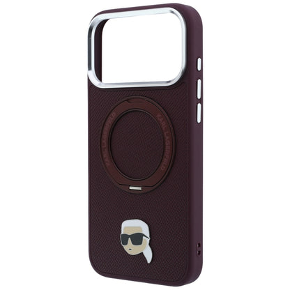 Capa MagSafe para Apple iPhone 18 Pro / 17 Pro, Karl Lagerfeld, Ring Stand 360 Karl Pin, Vinho