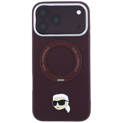 Capa MagSafe para Apple iPhone 18 Pro / 17 Pro, Karl Lagerfeld, Ring Stand 360 Karl Pin, Vinho