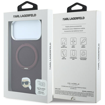 Capa MagSafe para Apple iPhone 18 Pro / 17 Pro, Karl Lagerfeld, Ring Stand 360 Karl Pin, Vinho