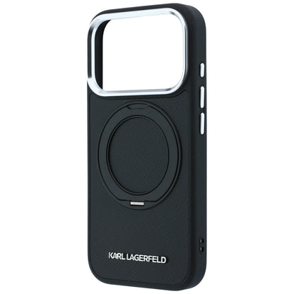 Capa MagSafe para Apple iPhone 18 Pro / 17 Pro, Karl Lagerfeld, Ring Stand 360 Saffiano, Preta