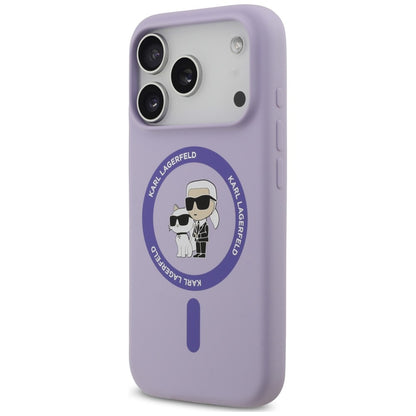 MagSafe Case for Apple iPhone 18 Pro / 17 Pro, Karl Lagerfeld, Silicone Ring Karl & Choupette, Purple