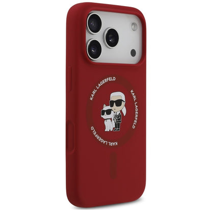 MagSafe Case for Apple iPhone 18 Pro / 17 Pro, Karl Lagerfeld, Silicone Ring Karl & Choupette, Pink