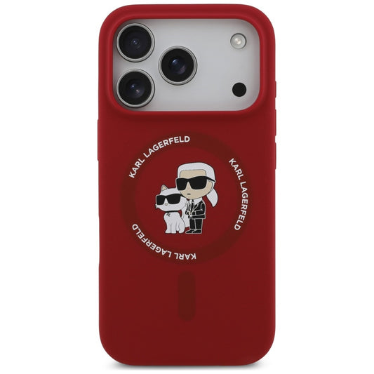 Capa MagSafe para Apple iPhone 18 Pro / 17 Pro, Karl Lagerfeld, Silicone Ring Karl & Choupette, Rosa