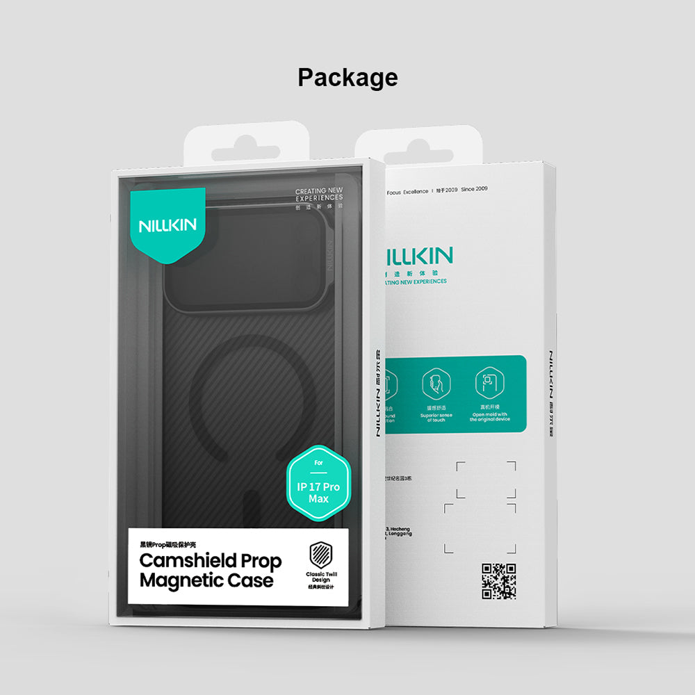 Capa MagSafe para Apple iPhone 18 Pro / 17 Pro, Nillkin, CamShield Prop, Preta Transparente
