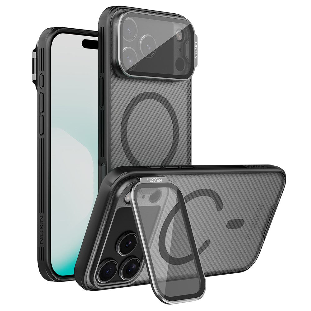 Capa MagSafe para Apple iPhone 18 Pro / 17 Pro, Nillkin, CamShield Prop, Preta Transparente