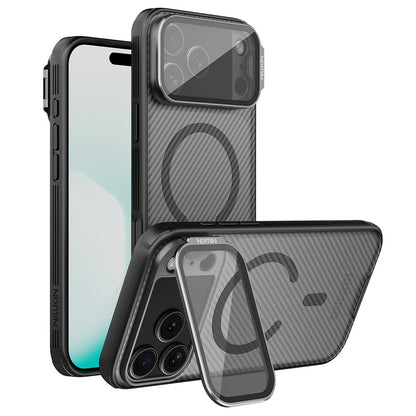 Capa MagSafe para Apple iPhone 18 Pro / 17 Pro, Nillkin, CamShield Prop, Preta Transparente