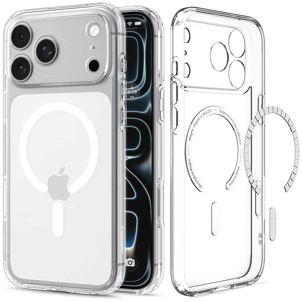 Capa MagSafe para Apple iPhone 18 Pro / 17 Pro, Spigen, Ultra Hybrid, Transparente Branca ACS12155