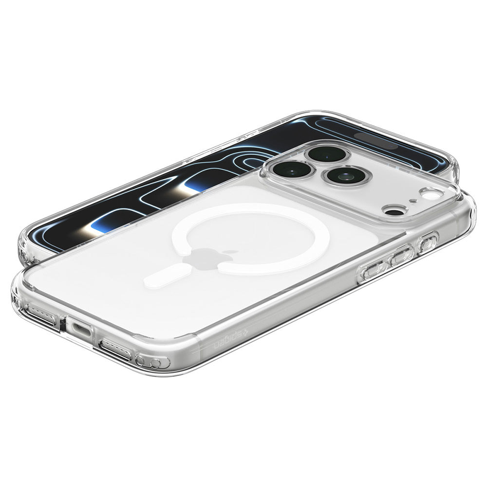 Capa MagSafe para Apple iPhone 18 Pro / 17 Pro, Spigen, Ultra Hybrid, Transparente Branca ACS12155