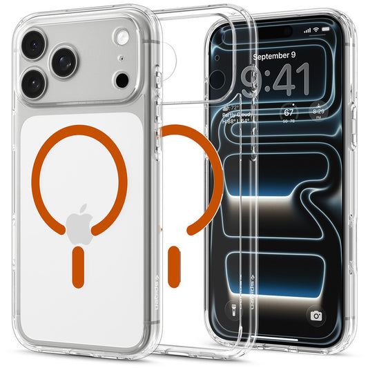 Capa MagSafe para Apple iPhone 18 Pro / 17 Pro, Spigen, Ultra Hybrid, Transparente Laranja ACS12159