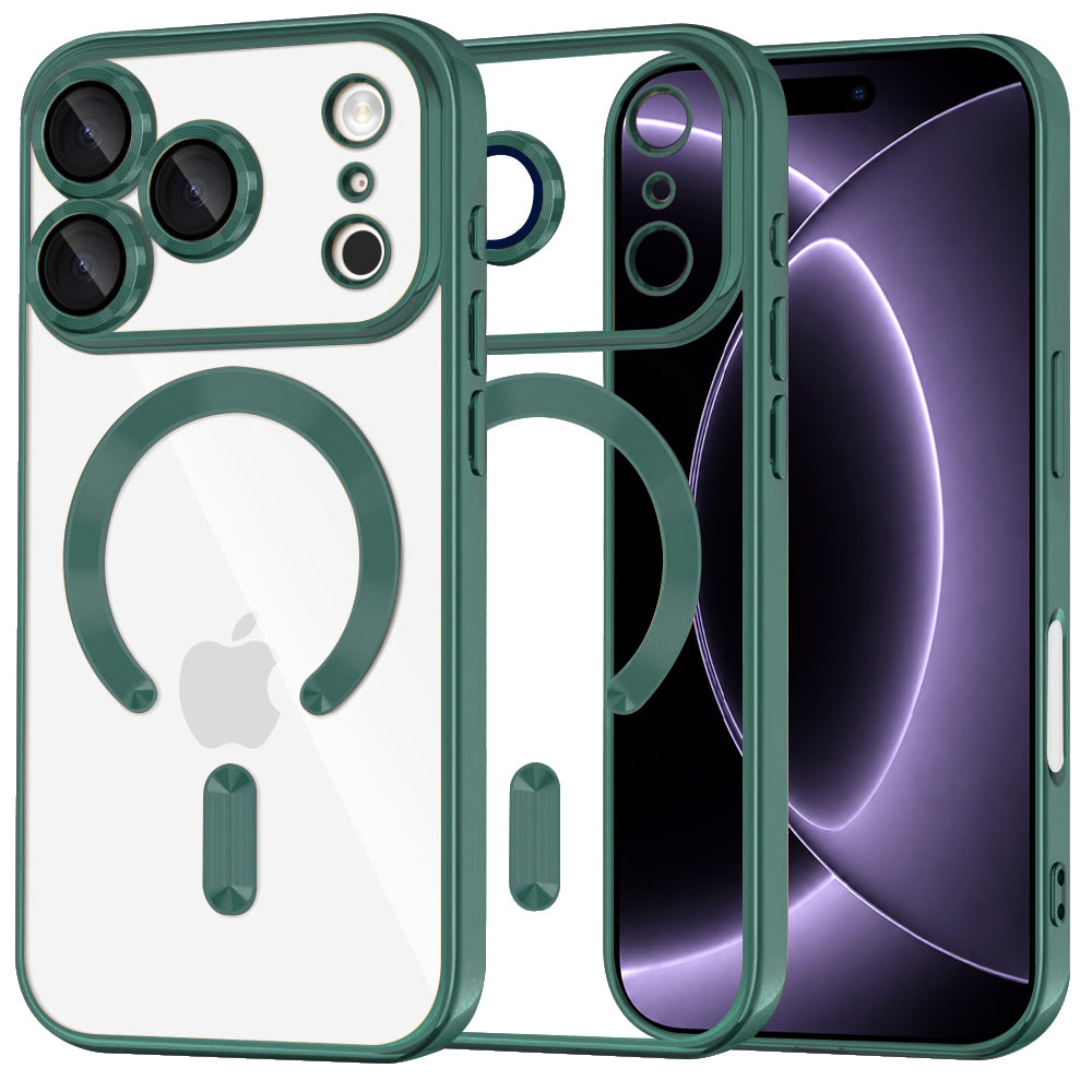 Capa MagSafe para Apple iPhone 18 Pro / 17 Pro, Techsuit, Luxury Crystal, Verde Escuro