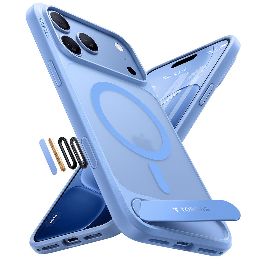Capa MagSafe para Apple iPhone 18 Pro / 17 Pro, Torras, Ostand L1 Guardian, Azul