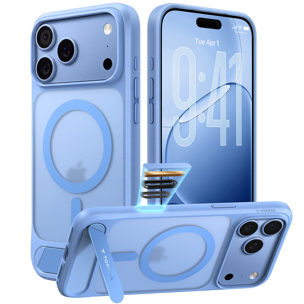 Capa MagSafe para Apple iPhone 18 Pro / 17 Pro, Torras, Ostand L1 Guardian, Azul