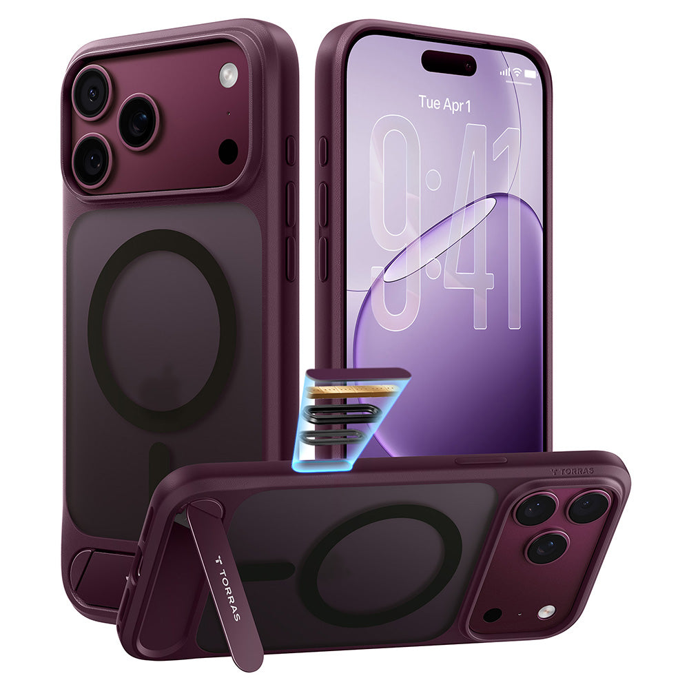Capa MagSafe para Apple iPhone 18 Pro / 17 Pro, Torras, Ostand L1 Guardian, Roxo