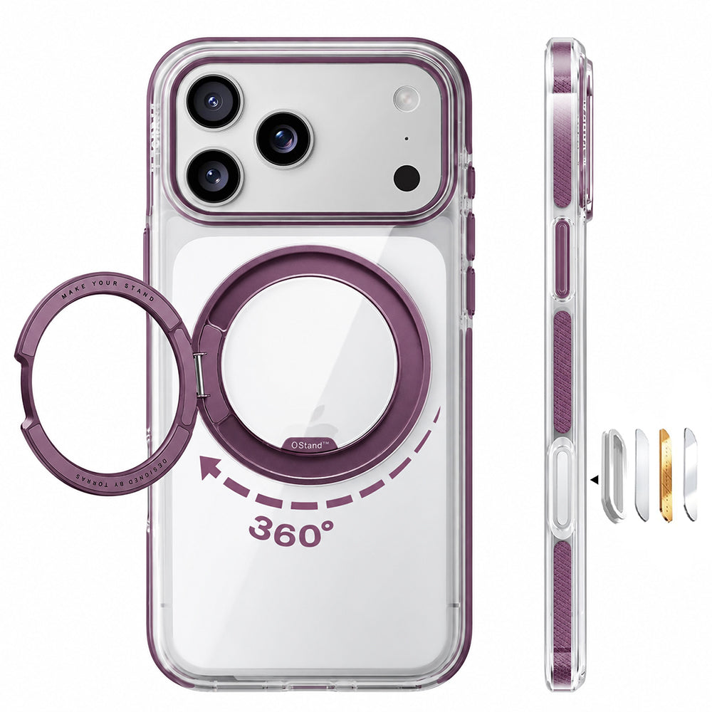 Capa MagSafe para Apple iPhone 18 Pro / 17 Pro, Torras, Ostand O3 Light, Roxo