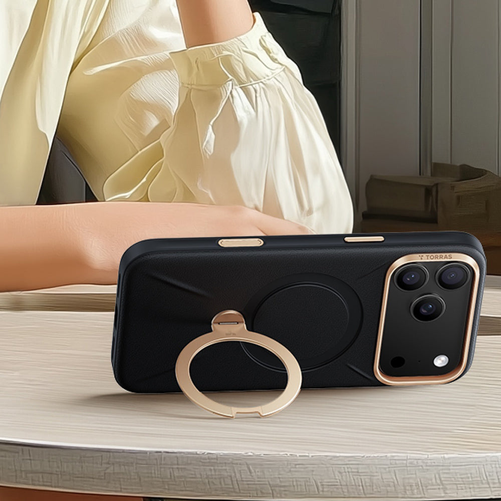 Capa MagSafe para Apple iPhone 18 Pro / 17 Pro, Torras, QPRO Leather, Preta