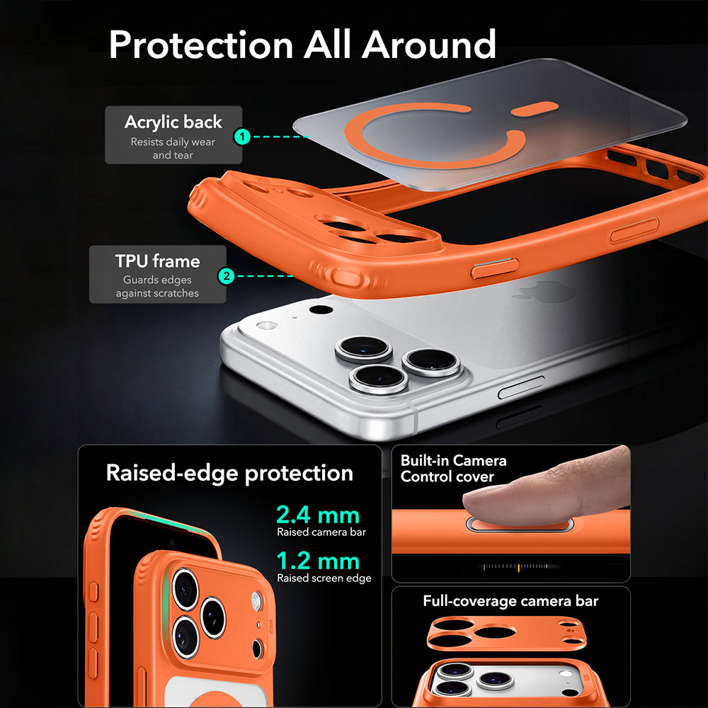Capa MagSafe para Apple iPhone 18 Pro, ESR, Classic Hybrid, Laranja Satinada