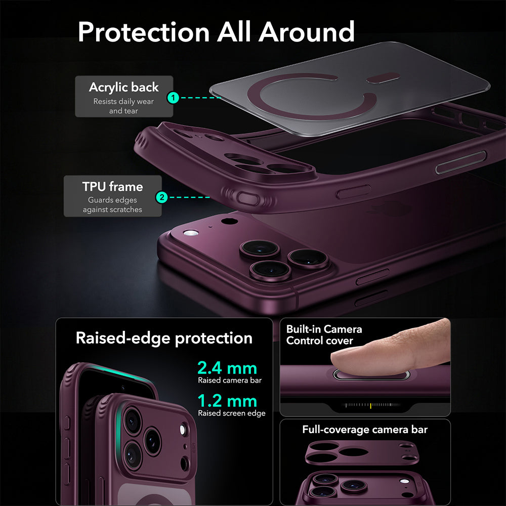Capa MagSafe para Apple iPhone 18 Pro, ESR, Classic Hybrid, Vinho Escuro Satinado