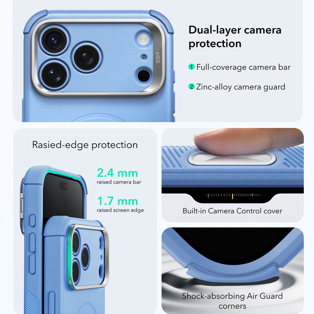 Capa MagSafe para Apple iPhone 18 Pro Max / 17 Pro Max, ESR, Cyber Armor Kickstand, Azul