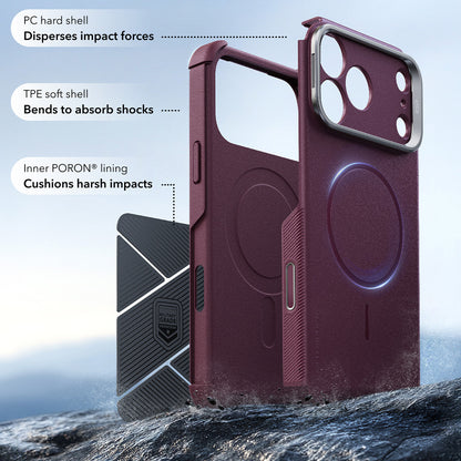 Capa MagSafe para Apple iPhone 18 Pro Max / 17 Pro Max, ESR, Cyber Armor Kickstand, Vinho Escuro Satinado