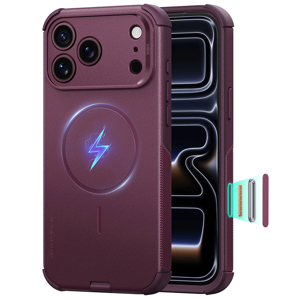 Capa MagSafe para Apple iPhone 18 Pro Max / 17 Pro Max, ESR, Cyber, Vinho Escuro Satinado