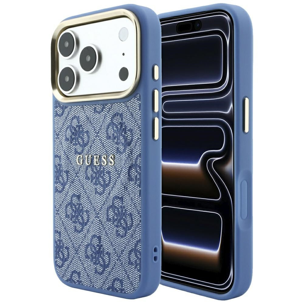 Capa MagSafe para Apple iPhone 18 Pro Max / 17 Pro Max, Guess, 4G Embossed Classic, Azul