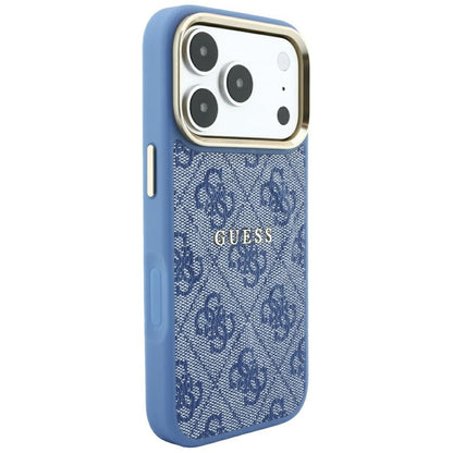 Capa MagSafe para Apple iPhone 18 Pro Max / 17 Pro Max, Guess, 4G Embossed Classic, Azul