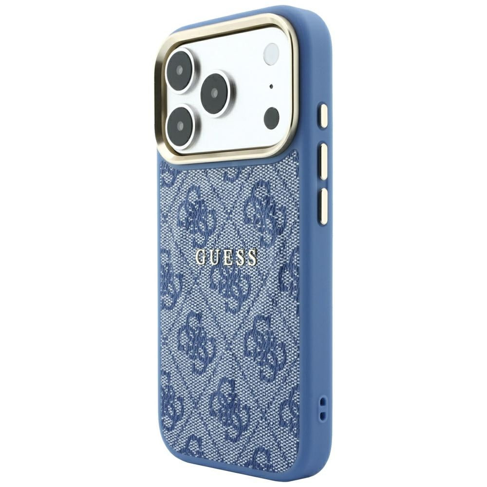Capa MagSafe para Apple iPhone 18 Pro Max / 17 Pro Max, Guess, 4G Embossed Classic, Azul