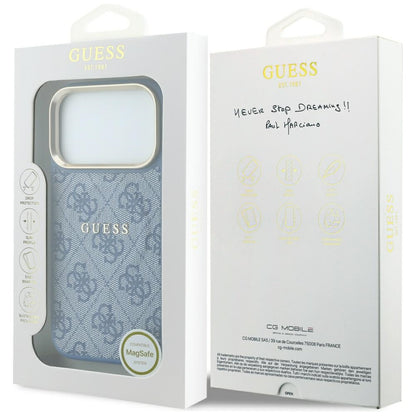 Capa MagSafe para Apple iPhone 18 Pro Max / 17 Pro Max, Guess, 4G Embossed Classic, Azul