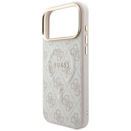 Capa MagSafe para Apple iPhone 18 Pro Max / 17 Pro Max, Guess, 4G Embossed Classic, Rosa
