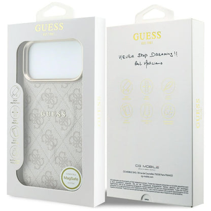 Capa MagSafe para Apple iPhone 18 Pro Max / 17 Pro Max, Guess, 4G Embossed Classic, Rosa