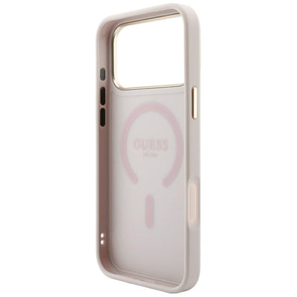 Capa MagSafe para Apple iPhone 18 Pro Max / 17 Pro Max, Guess, 4G Embossed Classic, Rosa