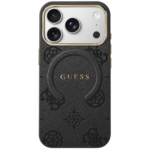Capa MagSafe para Apple iPhone 18 Pro Max / 17 Pro Max, Guess, 4G Embossed Ring Classic Logo, Preta