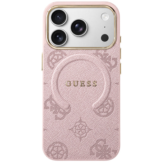 Capa MagSafe para Apple iPhone 18 Pro Max / 17 Pro Max, Guess, 4G Embossed Ring Classic Logo, Rosa