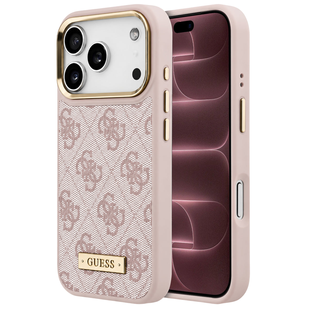 Capa MagSafe para Apple iPhone 18 Pro Max / 17 Pro Max, Guess, 4G Logo Plate, Rosa