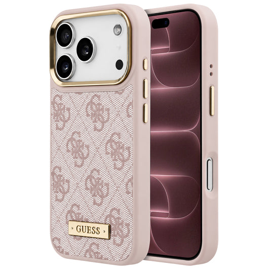 Capa MagSafe para Apple iPhone 18 Pro Max / 17 Pro Max, Guess, 4G Logo Plate, Rosa