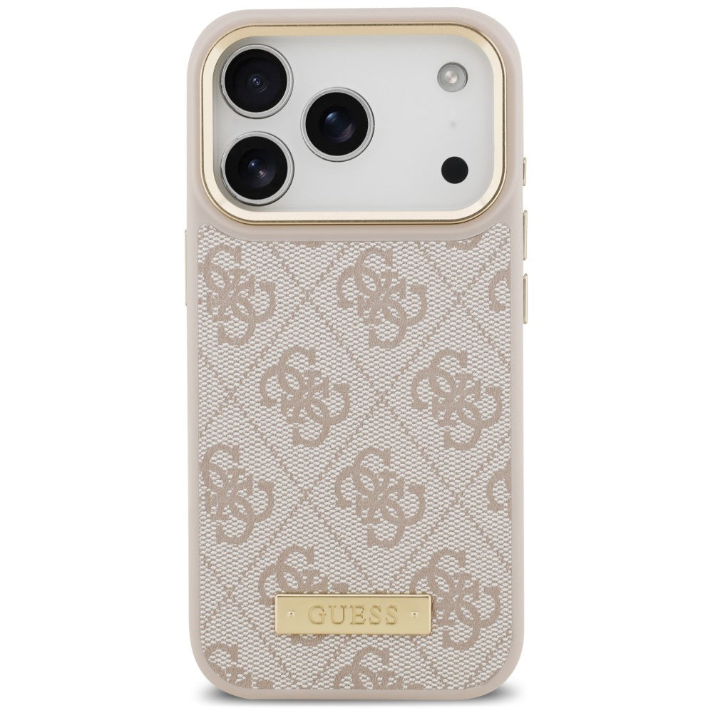 Capa MagSafe para Apple iPhone 18 Pro Max / 17 Pro Max, Guess, 4G Logo Plate, Rosa