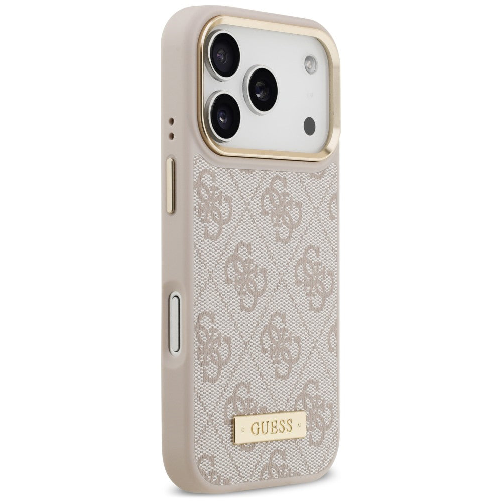 Capa MagSafe para Apple iPhone 18 Pro Max / 17 Pro Max, Guess, 4G Logo Plate, Rosa