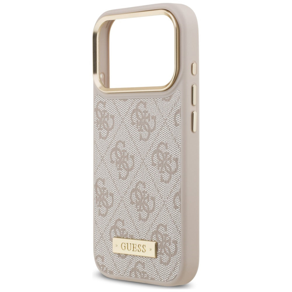 Capa MagSafe para Apple iPhone 18 Pro Max / 17 Pro Max, Guess, 4G Logo Plate, Rosa