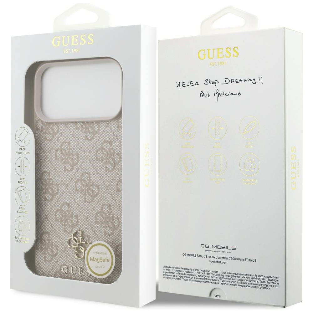 Capa MagSafe para Apple iPhone 18 Pro Max / 17 Pro Max, Guess, 4G Small and Classic, Rosa