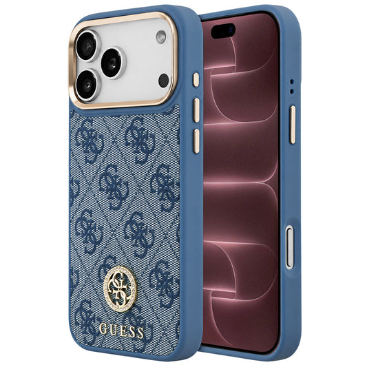 Capa MagSafe para Apple iPhone 18 Pro Max / 17 Pro Max, Guess, 4G Strass Logo, Azul