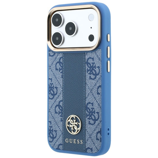 Capa MagSafe para Apple iPhone 18 Pro Max / 17 Pro Max, Guess, 4G Stripe Round Classic Logo, Azul