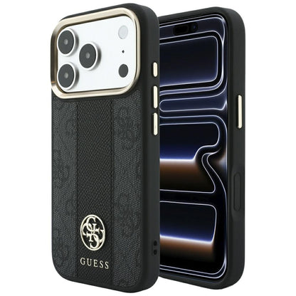 Capa MagSafe para Apple iPhone 18 Pro Max / 17 Pro Max, Guess, 4G Stripe Round Classic Logo, Preta