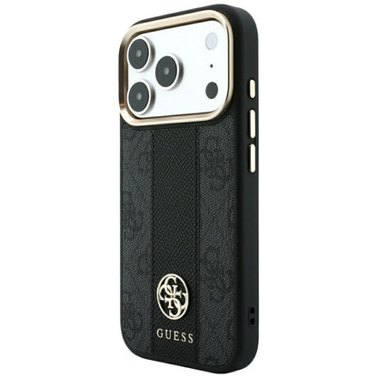 Capa MagSafe para Apple iPhone 18 Pro Max / 17 Pro Max, Guess, 4G Stripe Round Classic Logo, Preta